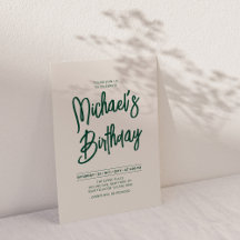 Groen & Beige Chique Lettering Script Verjaardagsf