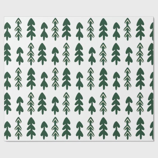 Groen Beige Handgetrokken Kerst Wrapping Paper Cadeaupapier (Vlak)