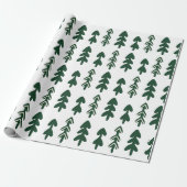 Groen Beige Handgetrokken Kerst Wrapping Paper Cadeaupapier (Uitgerold)