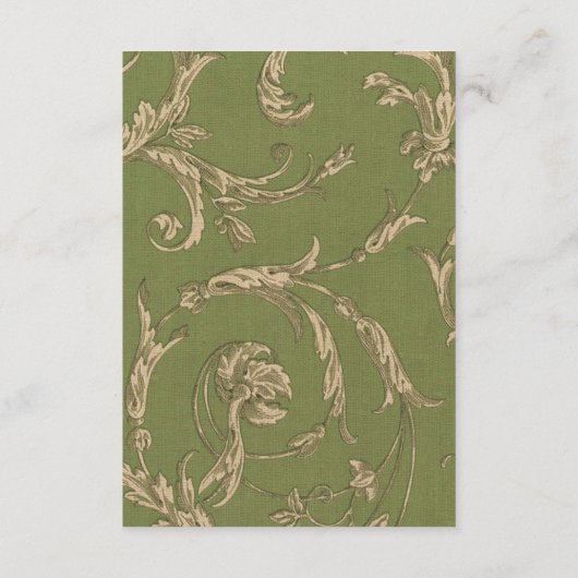 Groen Beige Patroon Bruiloft Details Kaart (Achterkant)