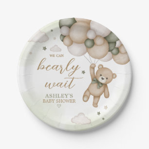 Groen Beren ballon Baby shower Papieren Bordje