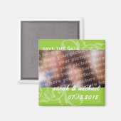 Groen bewaar de datum bruiloft aankondiging foto magneet (Voorkant / Achterkant)