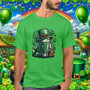 Groen Bier en Leprechaun Pet T-shirt