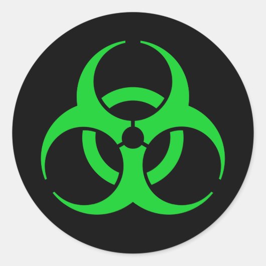 Groen biogevaarsymbool ronde sticker (Voorkant)