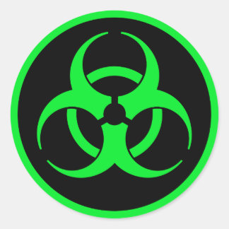 Groen biogevaarsymbool ronde sticker