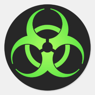 Groen biogevaarsymbool ronde sticker