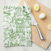 Groen biologisch patroon theedoek (Quarter Fold)