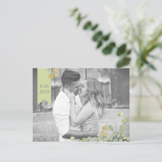 Groen blad Eenvoud Bewaar het Datum Briefkaart (Staand voorkant)