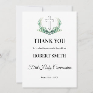 Groen blad eerste communie bedankkaart