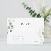 Groen blad Elegant Bruiloft RSVP Kaartje (Staand voorkant)