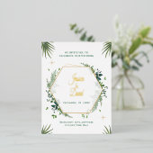 Groen blad en Gouden Bruiloft uitnodigen Folie Uitnodiging Briefkaart (Staand Voorkant)