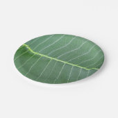 Groen blad en licht witte lijn ontwerp 7" Rond Papieren Bordje (Gekanteld)