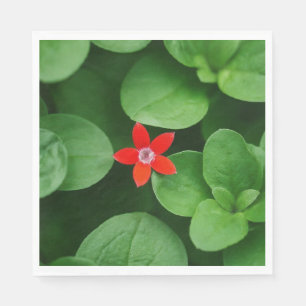 Groen blad en rode bloem ontwerp servet