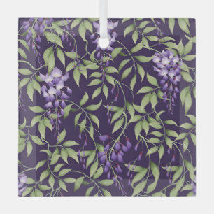 Groen blad en Wisteria Bloempatroon Glas Ornament