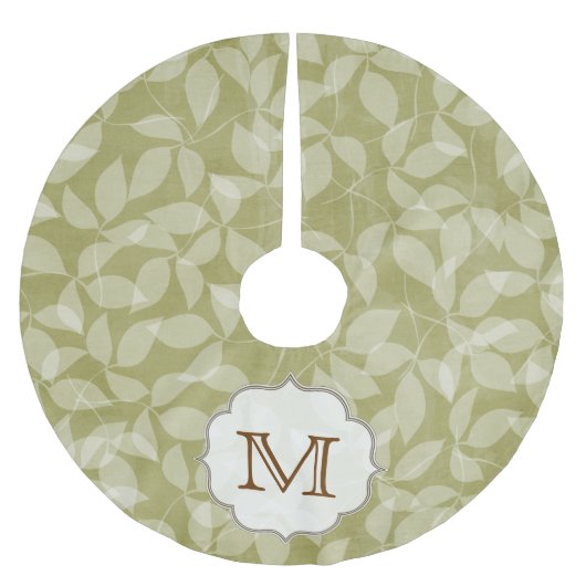 Groen Blad Floral Foli Monogram Initiaal boomrok Kerstboom Rok (Voorkant)