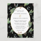 Groen blad gebladerte zwart goud bruiloft uitnodig briefkaart (Voorkant)