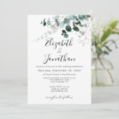 groen blad gouden tekening smaragd bladeren bruilo kaart (Staand voorkant)