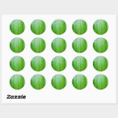 Groen blad met druppels water ronde sticker (Vel)