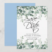 Groen Blad Save the Date Uitnodiging Template (Voorkant / Achterkant)
