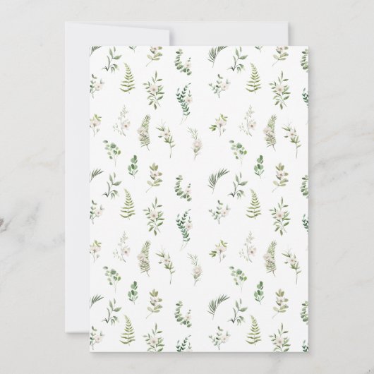Groen bladeren bloemenbruids douche uitnodiging (Achterkant)