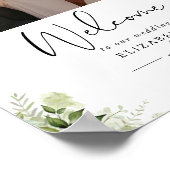 groen bladeren foto bruiloft welkom teken poster (Hoek)