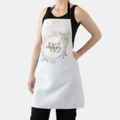 groen bladeren goud monogram elegante script schort (Insitu)