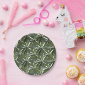 Groen Bladeren Patroon Papieren Bordje (Feest)