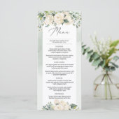 groen bladeren wit rozen boho bruiloft menu (Staand voorkant)