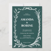 Groen Bladeren Witte Bloem Wedding Kaart (Voorkant)