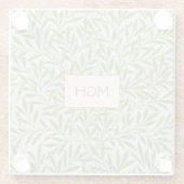  groen-bladerenmonogram glas glazen onderzetter (Achterkant)