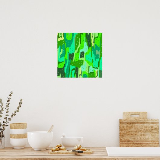 Groen Bladerig Abstract Poster (Keuken)
