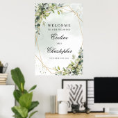 Groen bladgoud geometrische trouwwelkomstbord poster (Thuiskantoor)