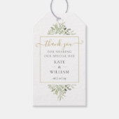 Groen bladgoud script bedankje trouwcadeau cadeaulabel (Voorkant)