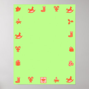 Groen blank kerstPoster rode decoratieve rand Poster