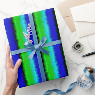 Groen blauw abstract 3D regenboogpatroon Cadeaupapier