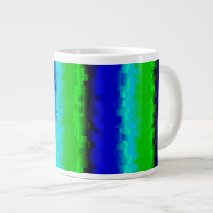 Groen blauw abstract 3D regenboogpatroon Extra Grote Beker