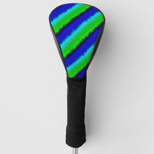 Groen blauw abstract 3D regenboogpatroon Golfheadcover (Voorkant)