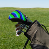 Groen blauw abstract 3D regenboogpatroon Golfheadcover (Insitu)