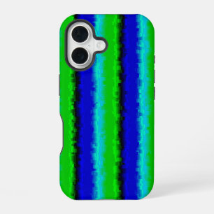 Groen blauw abstract 3D regenboogpatroon iPhone 16 Hoesje