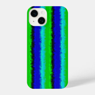 Groen blauw abstract 3D regenboogpatroon iPhone 14 Hoesje