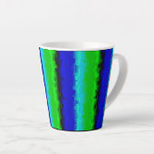 Groen blauw abstract 3D regenboogpatroon Latte Mok (Rechterhoek)
