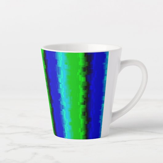 Groen blauw abstract 3D regenboogpatroon Latte Mok (Rechts)