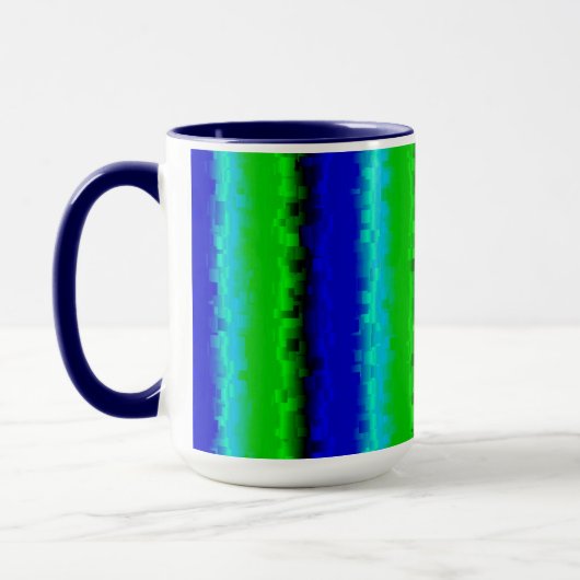 Groen blauw abstract 3D regenboogpatroon Mok (Links)