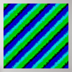 Groen blauw abstract 3D regenboogpatroon Poster