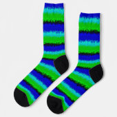 Groen blauw abstract 3D regenboogpatroon Sokken (Links)