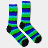 Groen blauw abstract 3D regenboogpatroon Sokken (Rechts)