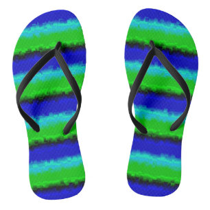 Groen blauw abstract 3D regenboogpatroon Teenslippers