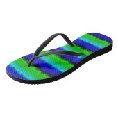 Groen blauw abstract 3D regenboogpatroon Teenslippers (Schuin)