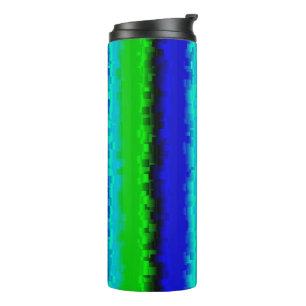 Groen blauw abstract 3D regenboogpatroon Thermosbeker