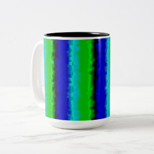 Groen blauw abstract 3D regenboogpatroon Tweekleurige Koffiemok